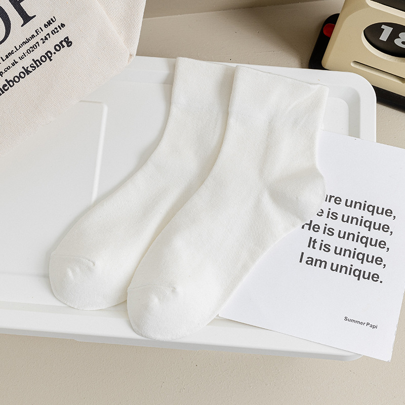 Women's Crew Socks Spring Japanese Style Breathable Casual Short Socks For Women Ladies Plain Socks Thin