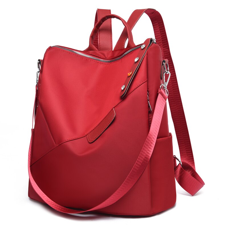 Zaino Oxford classico da donna per ragazze borsa a tracolla impermeabile stile Preppy borsa da scuola Casual da donna di grande capacità: gules