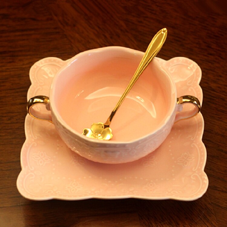Cute Ceramic Coffee Tea Cup Set Reusable Esspresso Cups Saucer Plastic Tea Cup Ceramic Tazas De Cafe Porcelana China BA60BYD