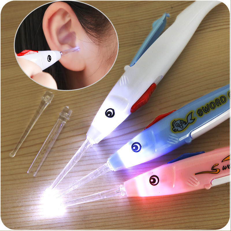 5 stk lysende baby barn øre rengøring ske sikker flash belysning øre pick ske øre rengøring værktøj ørevoks gravning