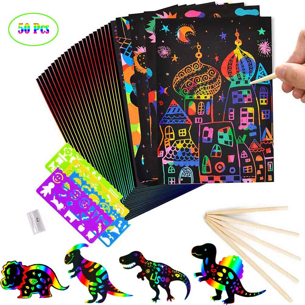 Magic Kleurrijke Tekentafel Papier Schilderen Schrapen Kinderen Kids Leren Onderwijs Speelgoed Schilderen Doodle Scratch Speelgoed