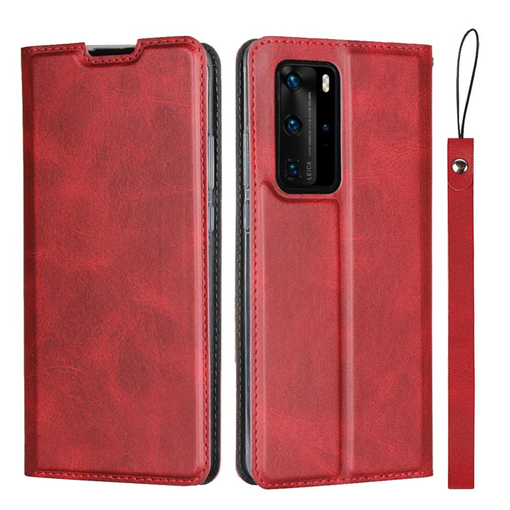 Premium capa de couro caso da aleta para huawei p40 p 40 pro p40pro ultra-fino magnética adsorção coldre sacos de negócios: for Huawei P40 Pro / GSXNW Red / Only Case