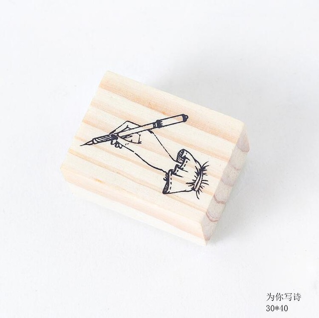 XINAHER-sello de madera con gesto para manualidades, sellos de goma madera, decoración para álbum de recortes diario, sello estándar