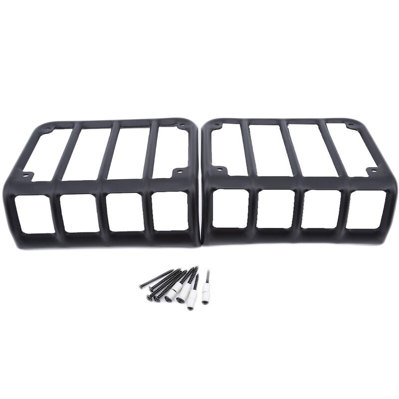 2Pcs Tail Light Guard Mounting Bracket Cover Aluminum Housing Black For Jeep Wrangler Rear Lamp: Default Title