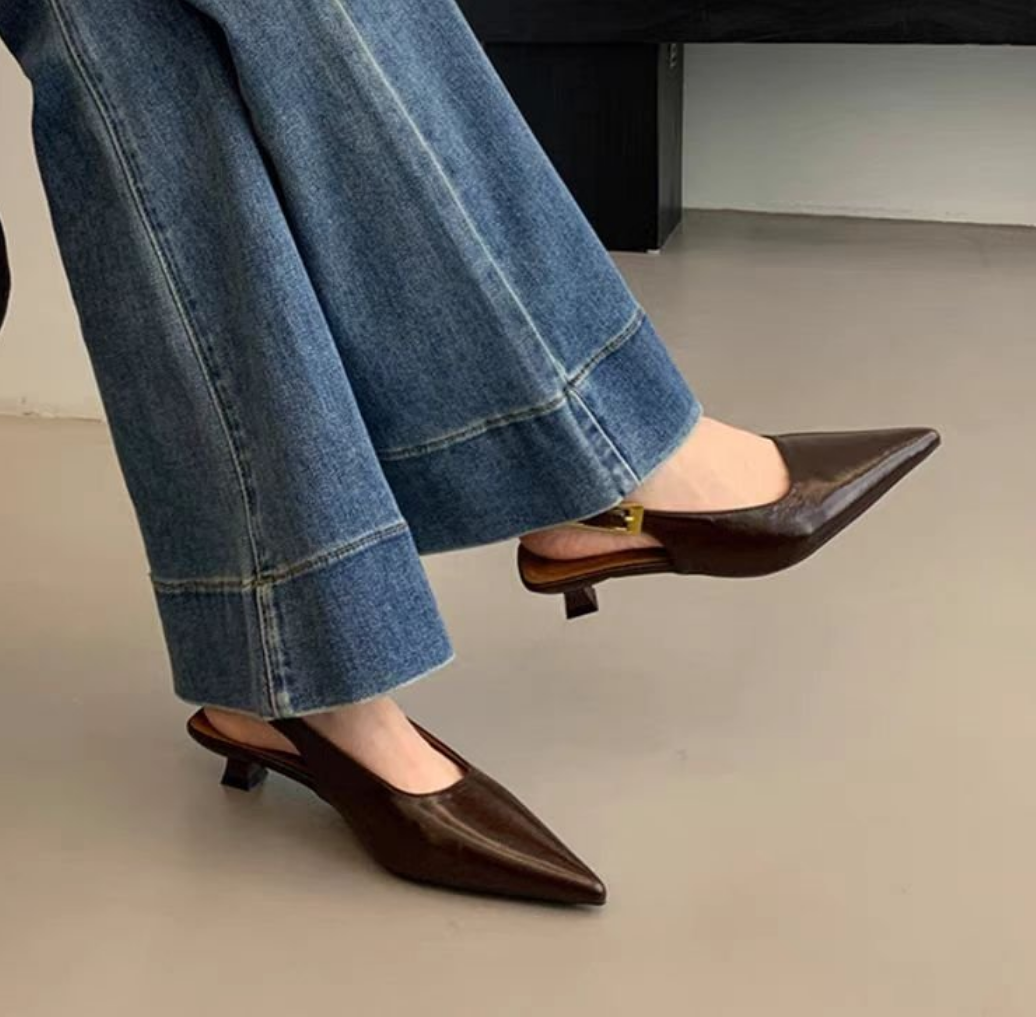 NOVEDAD DE VERANO 2025, sandalias para mujer a la con punta estrecha, zapatos elegantes sin cordones para mujer, zapatos de tacón medio fino, zapatos de tacón