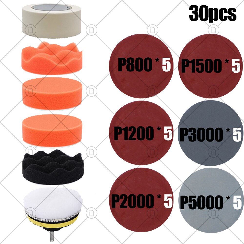 3 Inch Car Polishing Kit Polish Pad Car Polish Buffing Pad Abrasive Disc Sponge Foam Pads Polisher For Headlight Refurbish: 14