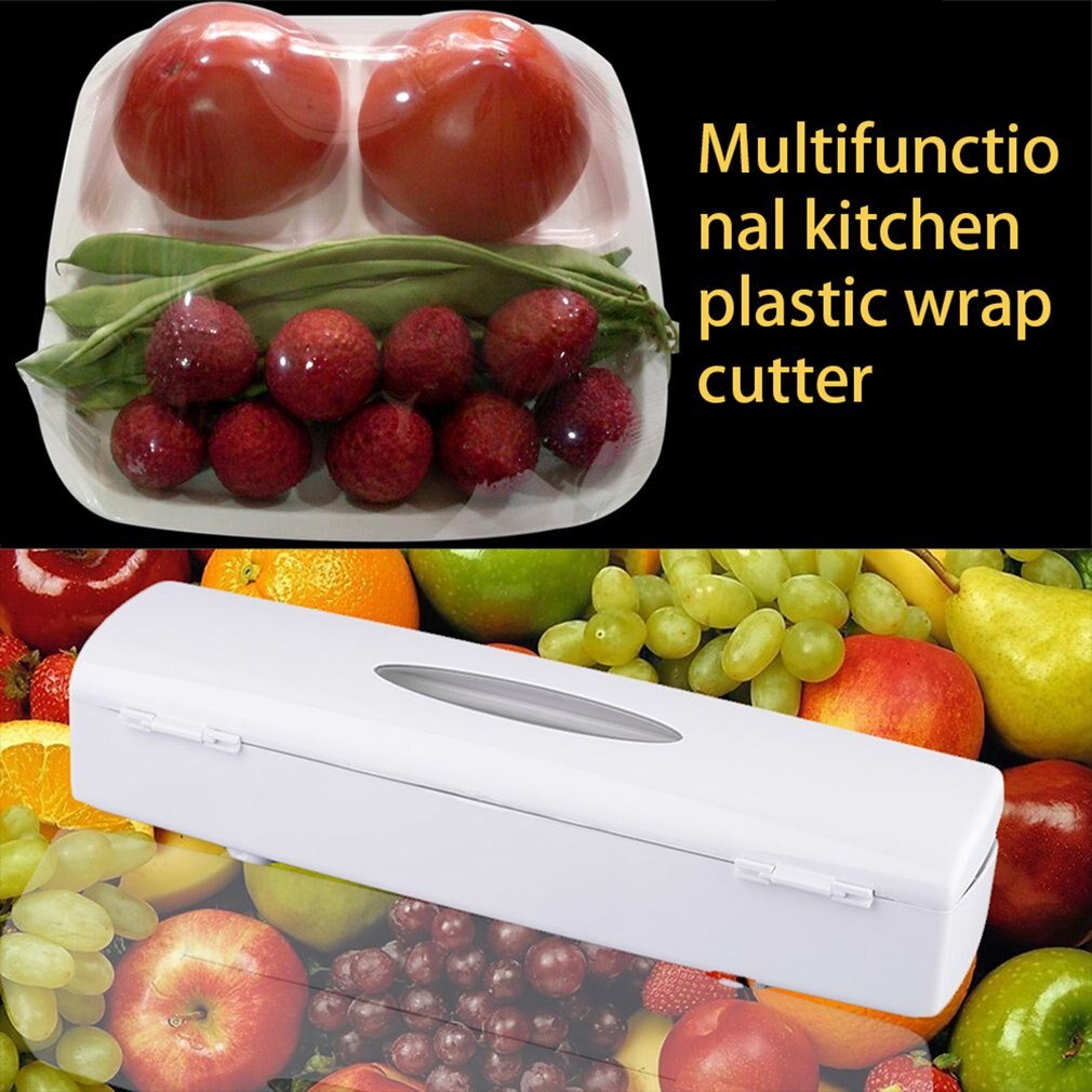 1 pc køkken plast mad madfolie folie dispenser cutter konserveringsmiddel film værktøj