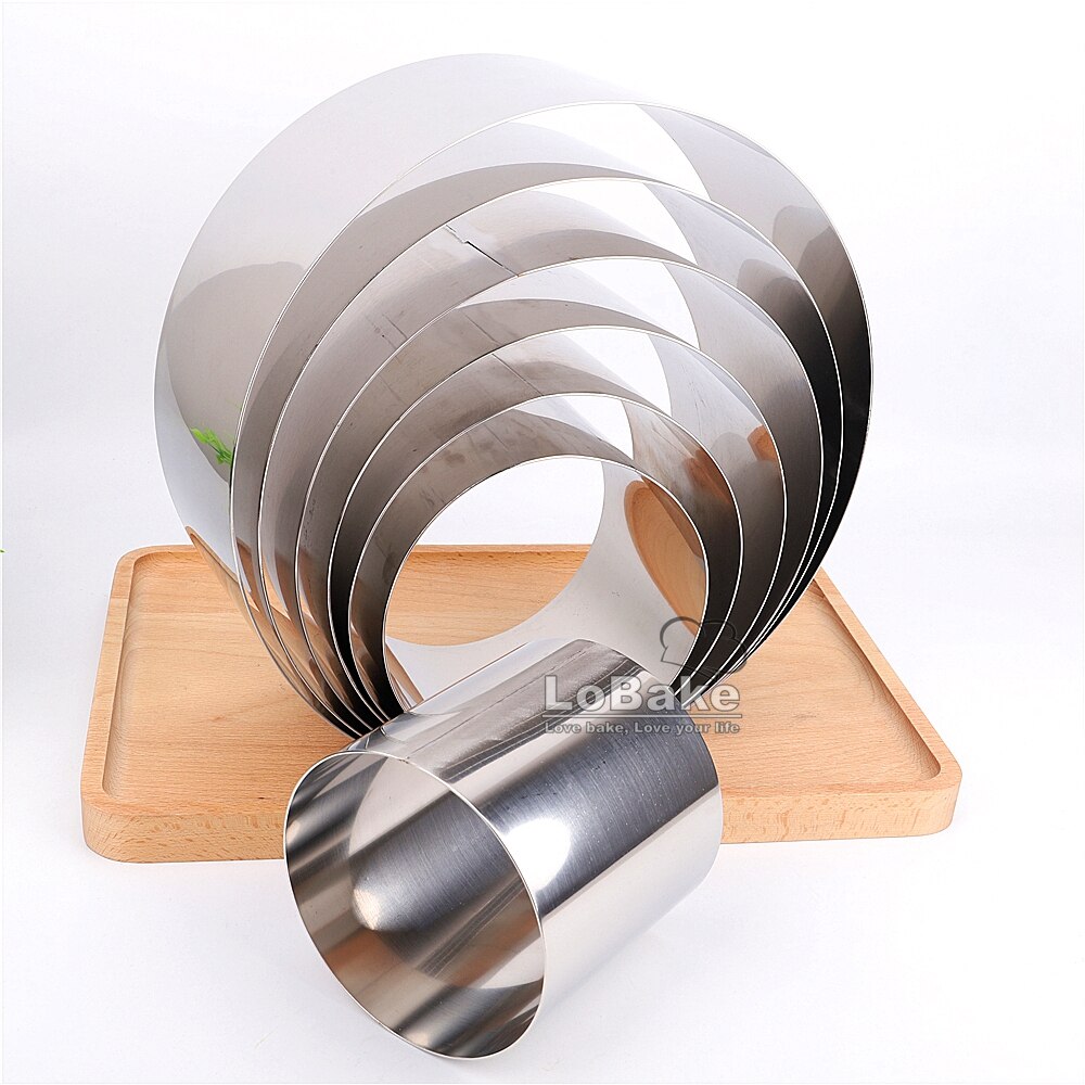 Molde de anillo de mousse de acero inoxidable 304 de 10cm de altura, 4, 5, 6, 7, 8, 9, 10 pulgadas, círculo redondo liso, capa para pastel de bodas, DIY