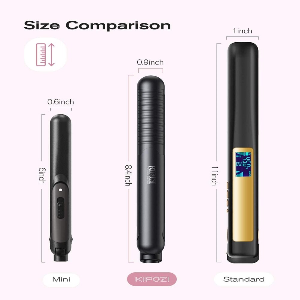 KIPOZI Mini Flat Iron Travel Ceramic 2 In 1 Hair Curler Dual Voltage Quick Heating Hair Straightener Light Weight