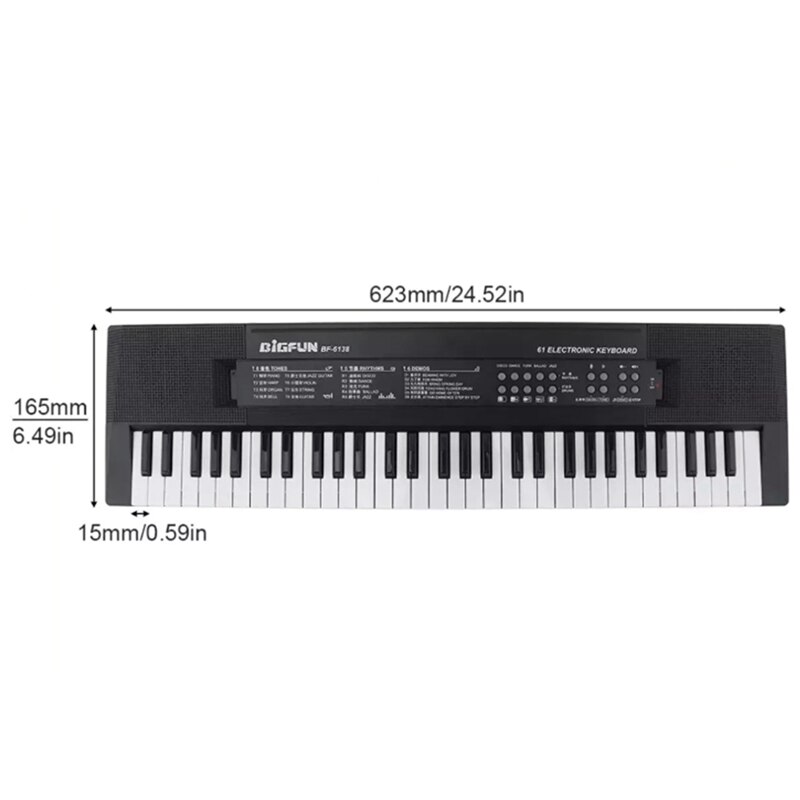 Bigfun teclado eletrônico piano 61 teclas de música digital placa chave com microfone crianças órgão eletrônico musical