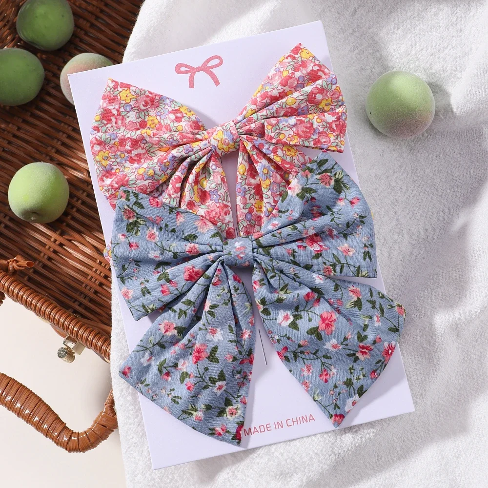 2 unids/set de pinzas para el cabello con lazos bordados, horquillas sólidas para niñas, pasadores de cinta hechos a mano, pasador de pelo de mariposa para niños, sombreros coreanos: Morado