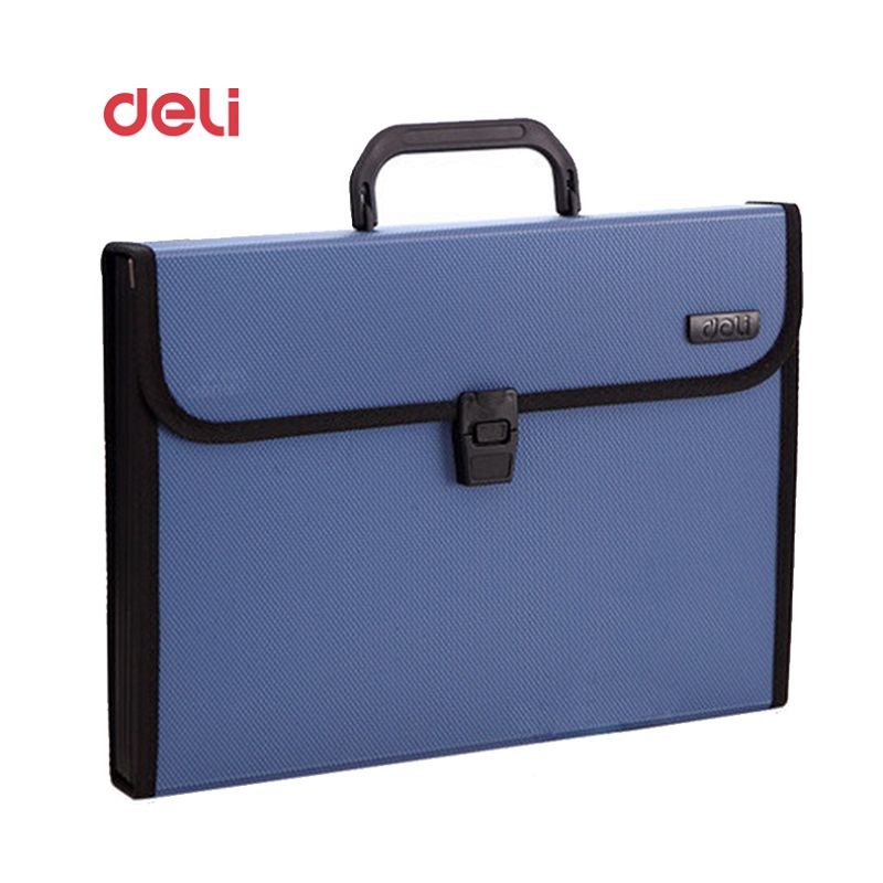 Deli stationery File Folder A4 12 packet durable Expanding Wallet Manage files Organizer Paper Holder Document expanding wallet: Blue