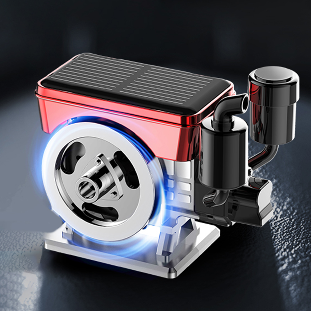 Autodiffuser op zonne-energie, luchtreiniger met gesimuleerde motor, roterende automatische aromatherapie luchtreiniger op zonne-energie