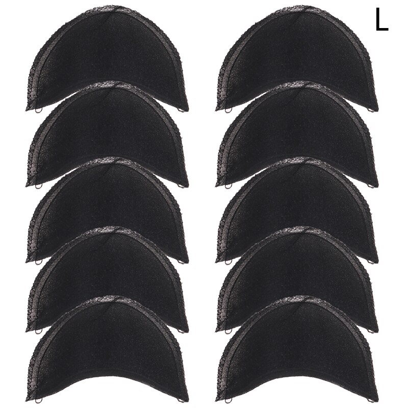 10Pcs = 5Pairs Schoudervullingen Zachte Gewatteerde Schouder Pad Encryptie Foam Voor Blazer T-shirt Kleding Naaien Accessoires: Black L