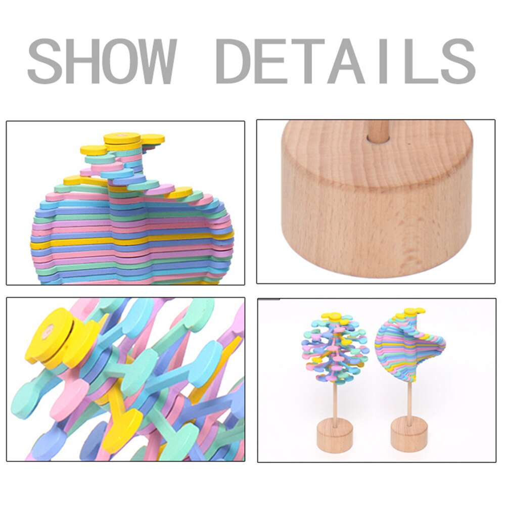Holz Dekompression Spielzeug Magie Spin Rollen Kinder Kunstwerk Durable Lutscher Aussehen DIY Bunte Spaß Büro Rotierenden