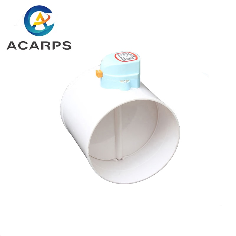 Válvula de retención de amortiguador eléctrico, conducto de aire de plástico PVC HAVC de 75/110/160/200mm, Control de volumen para tubería de ventilación de 220V, 12V y 24V