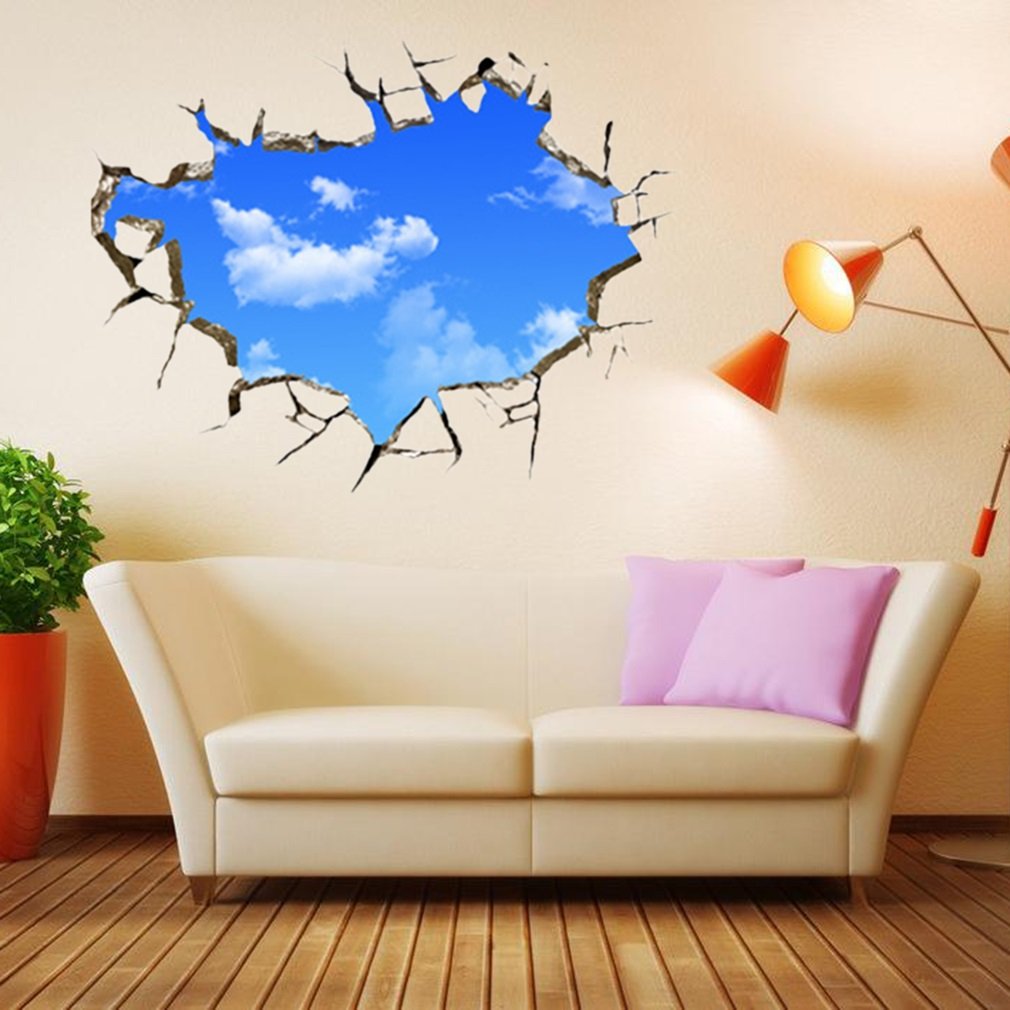Creatieve Blauwe Hemel 3D Stereo Plafond Woonkamer Slaapkamer Muur Sticker