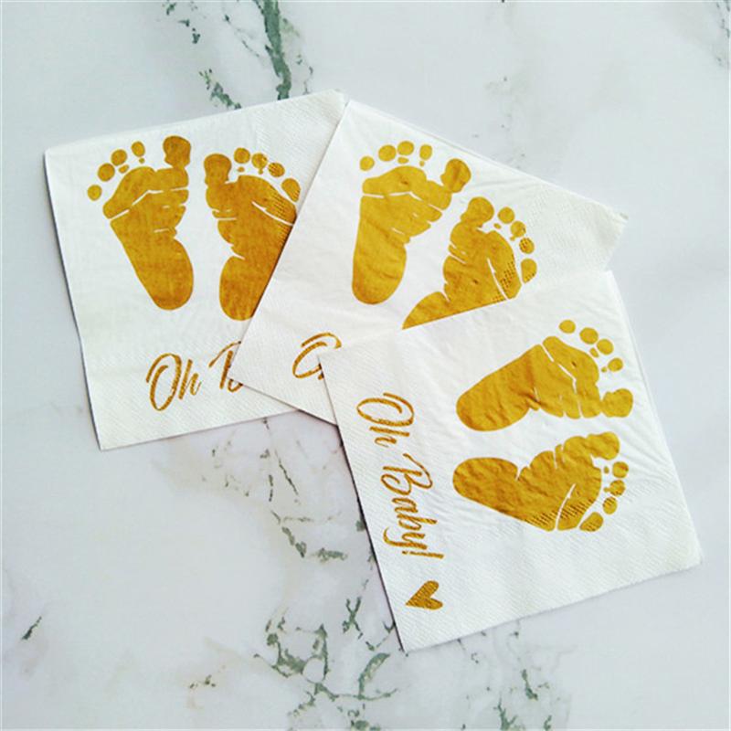 20Pack Dinner Decorative Napkins Gilding Foot Disposable Paper Party Napkins Perfect for Wedding Baby Shower Party Supplies