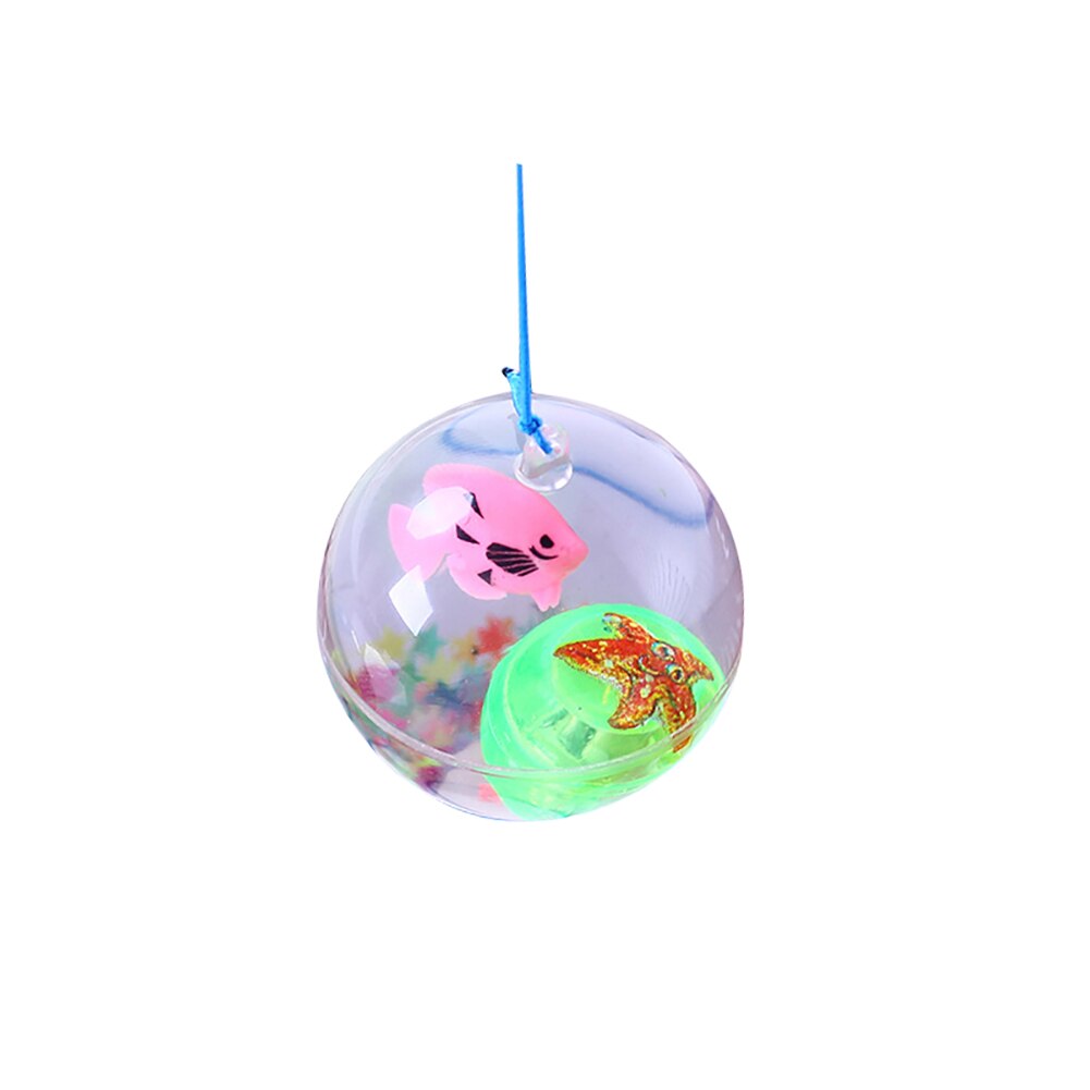 Cartoon Fish Inside Auto Vibration Switch Glowing Elastic Ball With Rape Kid Toy Novel Funny Decompression toy For Children