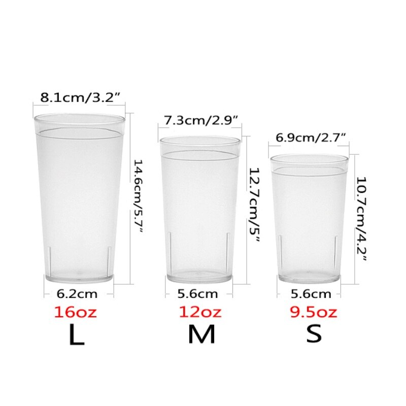 6 stk 9.5/12/16oz restaurant drikke kopper kafé plast kopp bruddsikre tumblers fest gjennomsiktighet drikke kopp sett bar kafé