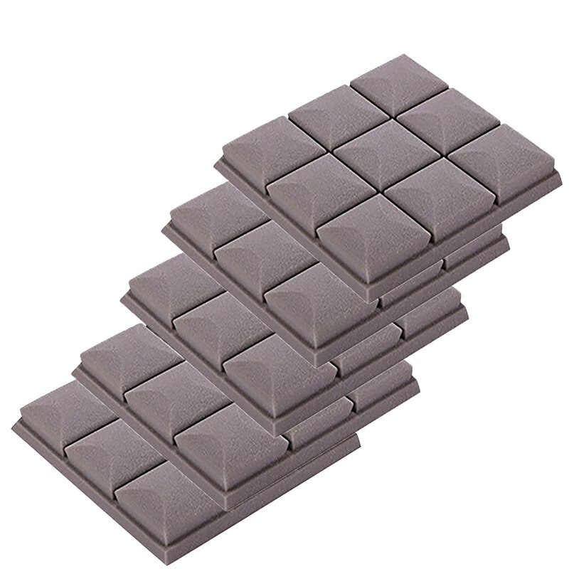 5 uds aislamiento de ruido esponja hoja habitación insonorizada pegatina de pared papel tapiz atenuante Anti ruido espuma estera amortiguación acústica almohadilla: Gris oscuro