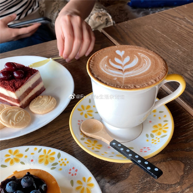 French style vintage coffee cup, small porcelain flower coffee cup saucer, dessert coffee cup, household drinking utensil ( ef50cc)