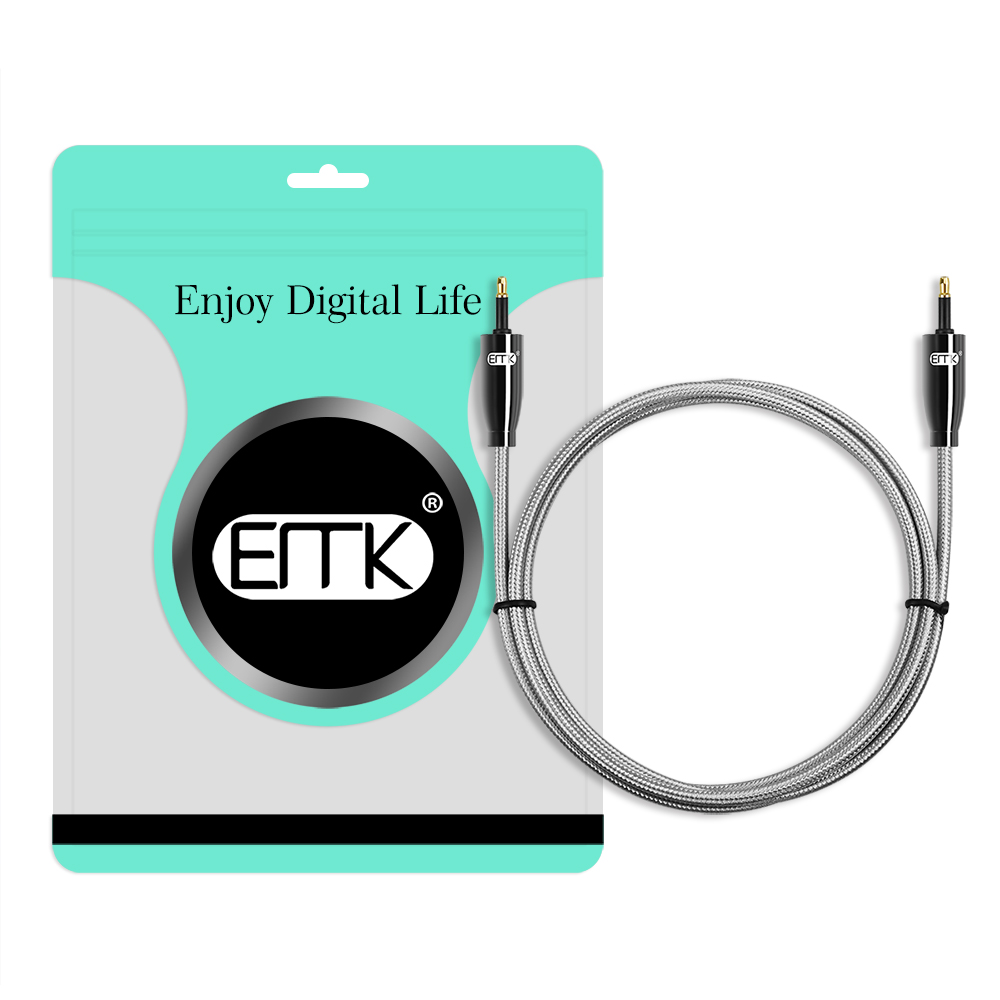 EMK Optisches Kabel 3,5 Mini Toslink zu Toslink Kabel Digitales SPDIF Glasfaser-Audiokabel Toslink 3,5 auf 3,5 Audiokabel 1 m 2 m