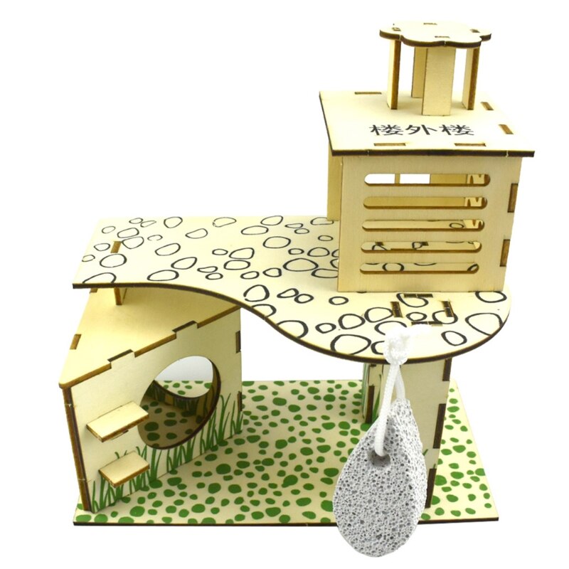 Hamster Holz Villa Haus Klettern Spielzeug Versteck Verschachtelung Lebensraum für Chinchillas Guinea Schweine Kleine Tiere 5 Arten