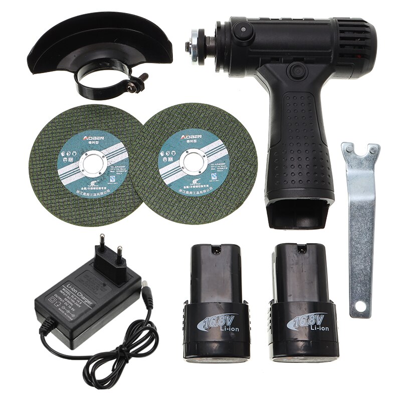 Mini Cordless Angle Grinder 16.8V 200W Polishing Machine Brushless Mini Cutter Rechargeable Power Tools With 2pcs Batteries: 2 Batteries 1 Charge