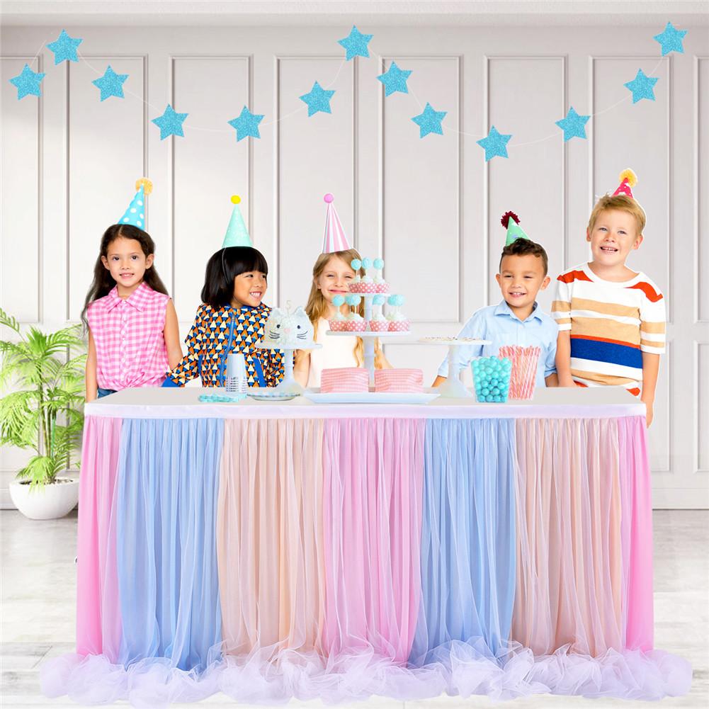 Long Thread Ribbon Table Skirt for Wedding Party Decoration