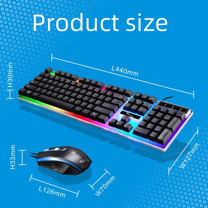G21 wired USB mechanical suspension keyboard led colorful backlight game keyboard waterproof for PC wired mouse and keyboard set