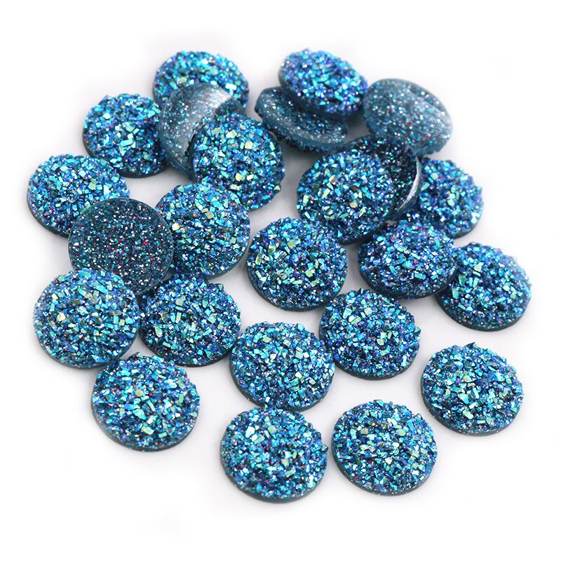Nowa moda 40 sztuk 12mm Mix niebieski kolory kwiat styl z płaskim z powrotem Cabochons żywiczne Cameo: AD4-19
