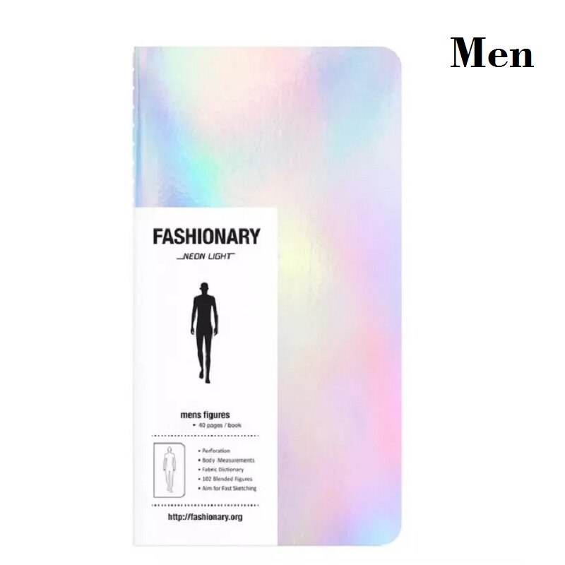 Womens Mini Sketch Book Body Templates 20 Sheets Paper: Men Mini Neon