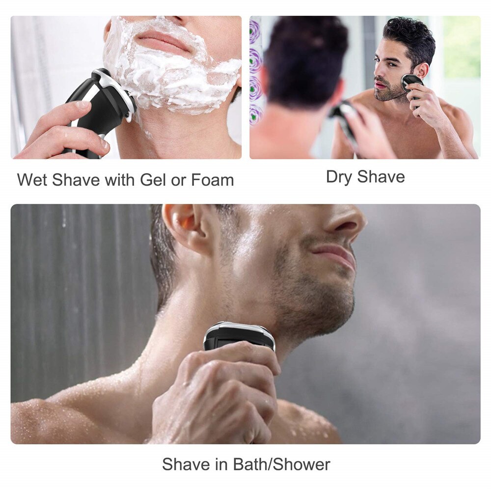 Máquina de afeitar eléctrica cara cuidado lavable Cable USB recargable Triple hoja 3D Razors afeitado eléctrico barba máquina de afeitar de los hombres