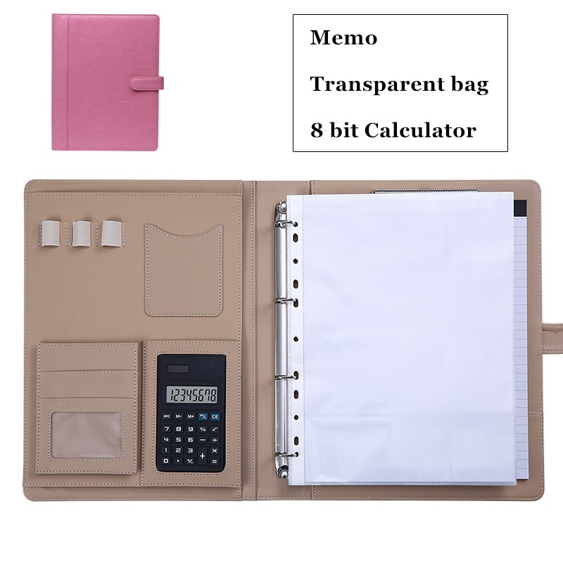 Pochette multifonction pour conférence et fichiers A4, avec pince de gestion, pour bureau, calculatrice, porte-carte, pour gestionnaire: B Pink