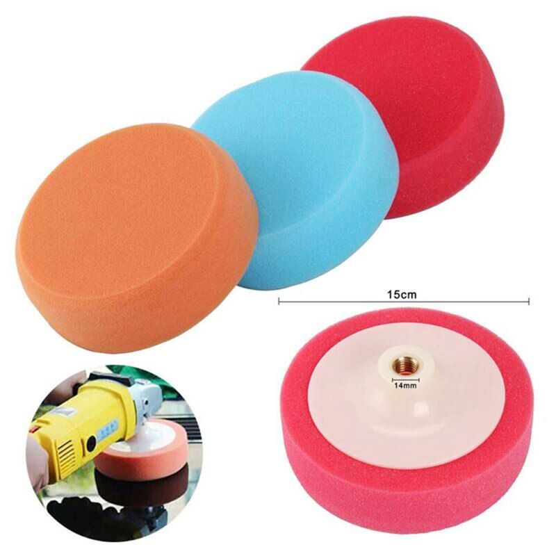 3Pcs Polishing Sponge Heads 150mm M14 Thread Car Buffing Valeting Soft Mop Pads