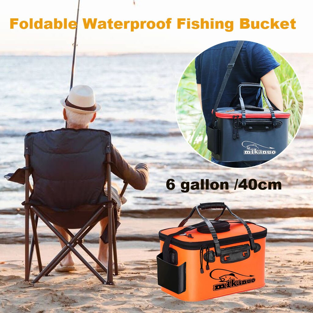 Foldable Waterproof Fishing Bucket Live Fish Container Multi-Functional Fish Live Lures Bucket Outdoor EVA Fishing Dry Bags