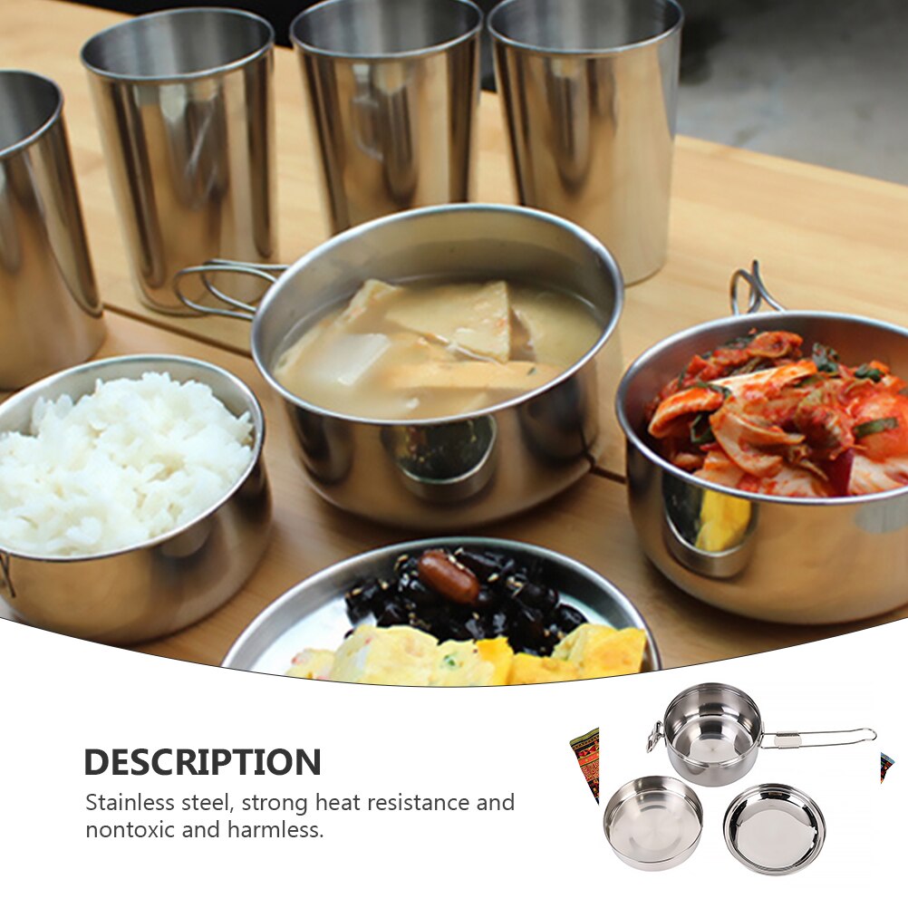 Family Hiking Picnic Outdoor Cook Pan Set Portable Durable Camping Cookware