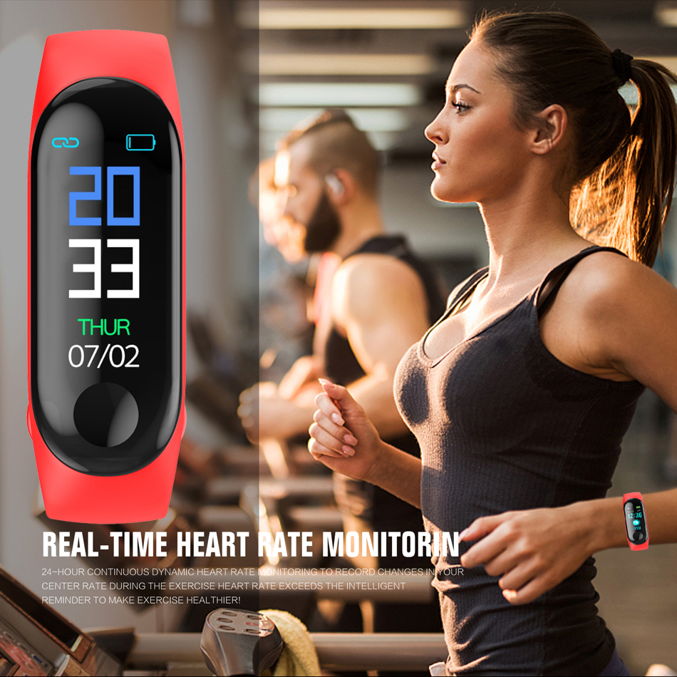 Armband färgpekskärm fitness tracker blodtryckspulsmätare smart armband fitness smart band  m3 sportklocka