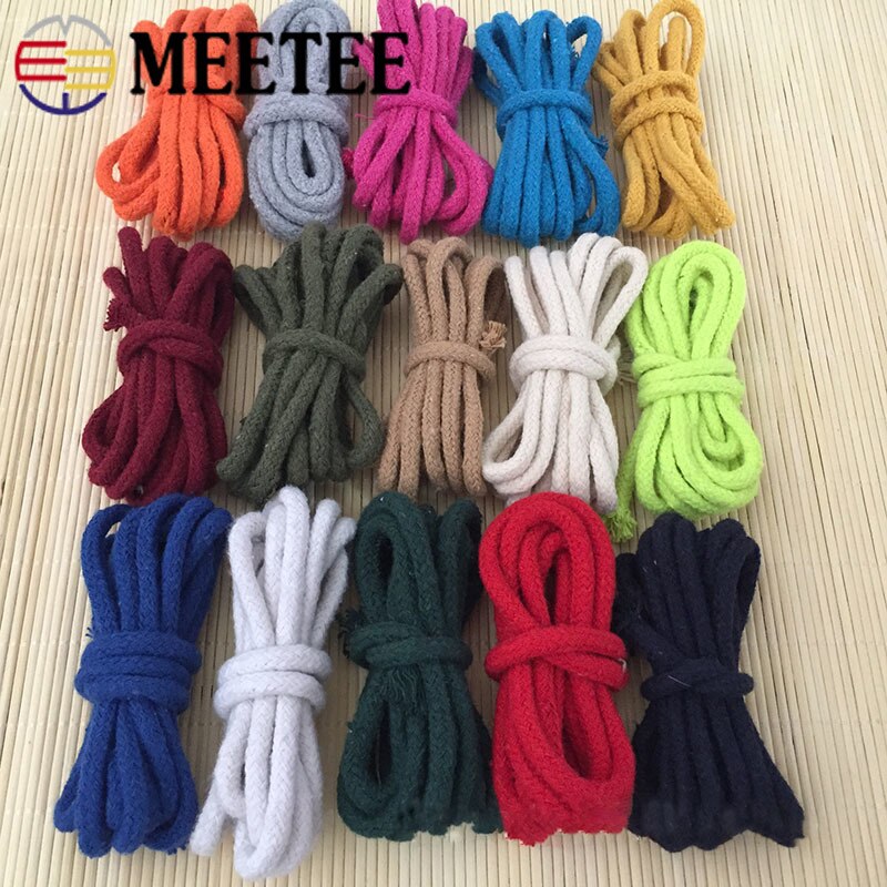 Meetee 20M 5mm gewebte Baumwolle Seil 16 Stränge Feste Schnur für Hosen Taille Starken Seil Bekleidungs Handtasche DIY handwerk handgefertigt Zubehör