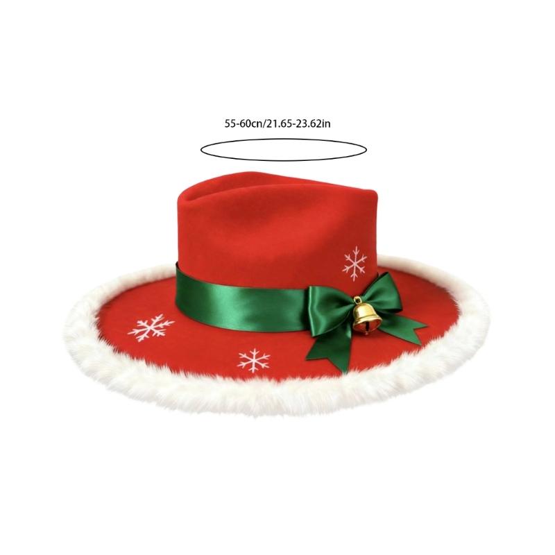 31BB Christmas Top Hat with Furry Brims Cap Year Party Cosplay Accessories