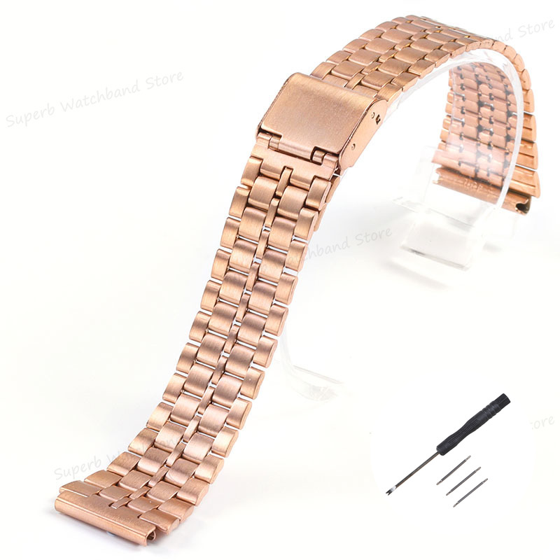 Horlogeband voor Casio F91W F84 F105 F108 A158 A168 AE1200 AE1300 18mm Metalen Armband Mannen Horloge Accessoires Vervanging: Beige