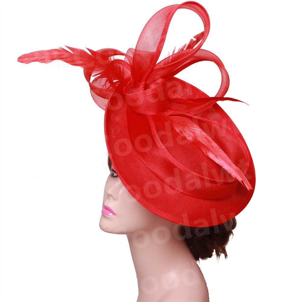 Champagne en zwart TEAR DROP hoed tovenaar sluier dames bruiloft, cocktail, race Royal ascot hoed vintage hatinator sluier veren hoed tovenaar - België