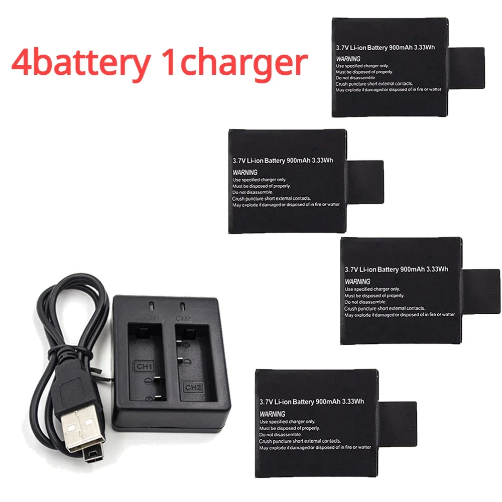 Batería de iones de litio recargable de 3,7 V y 900mAh para SJ4000 SJ5000 SJ6000 WIFi SJCAM cámara de acción deportiva DV SJ batería dedicada: Otros