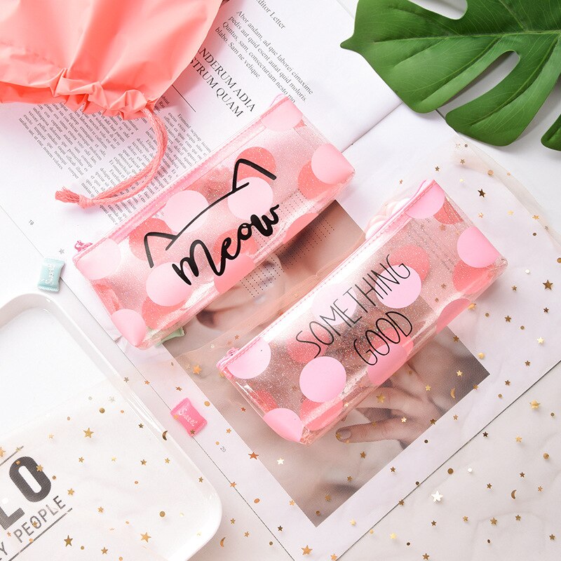 Estojo escolar de coração feminino, estojo grande para lápis e material escolar