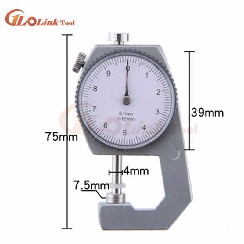 Jauge d'épaisseur à cadran, pointe incurvée 0-10mm/0-20mm pour tuyau creux ou jauge à Tube circulaire, outils de mesure: 0-20mm Flat Tip