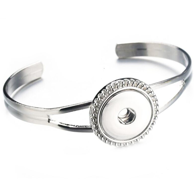 Snap Button Bracelet Cuff Bangle 20mm 18mm Metal Silver plated Snap Bracelet Fit Snaps Buttons Interchangeable Jewelry