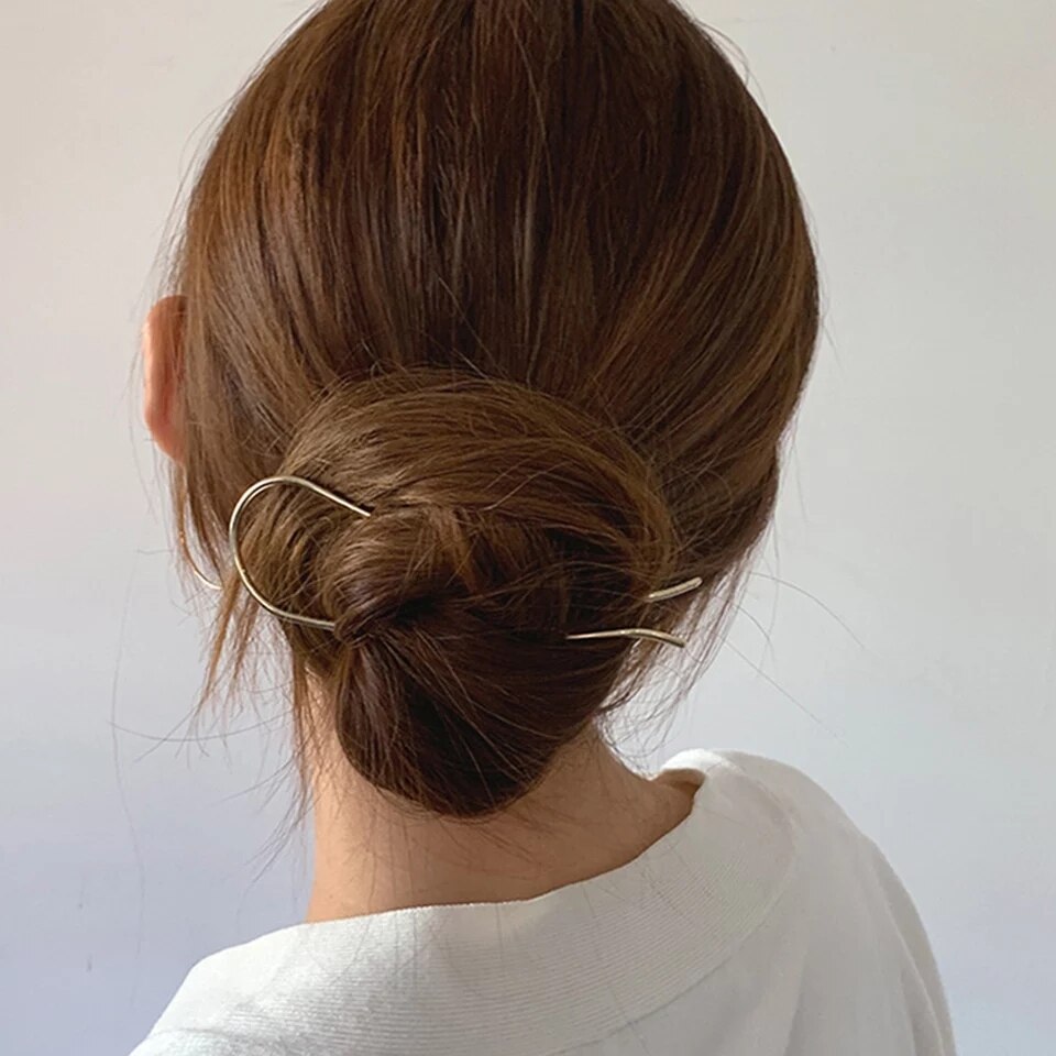 Varillas de pelo de Metal minimalistas para mujer, Clip colorido en forma de U, horquilla de cabello para niña, moño, accesorios para el cabello