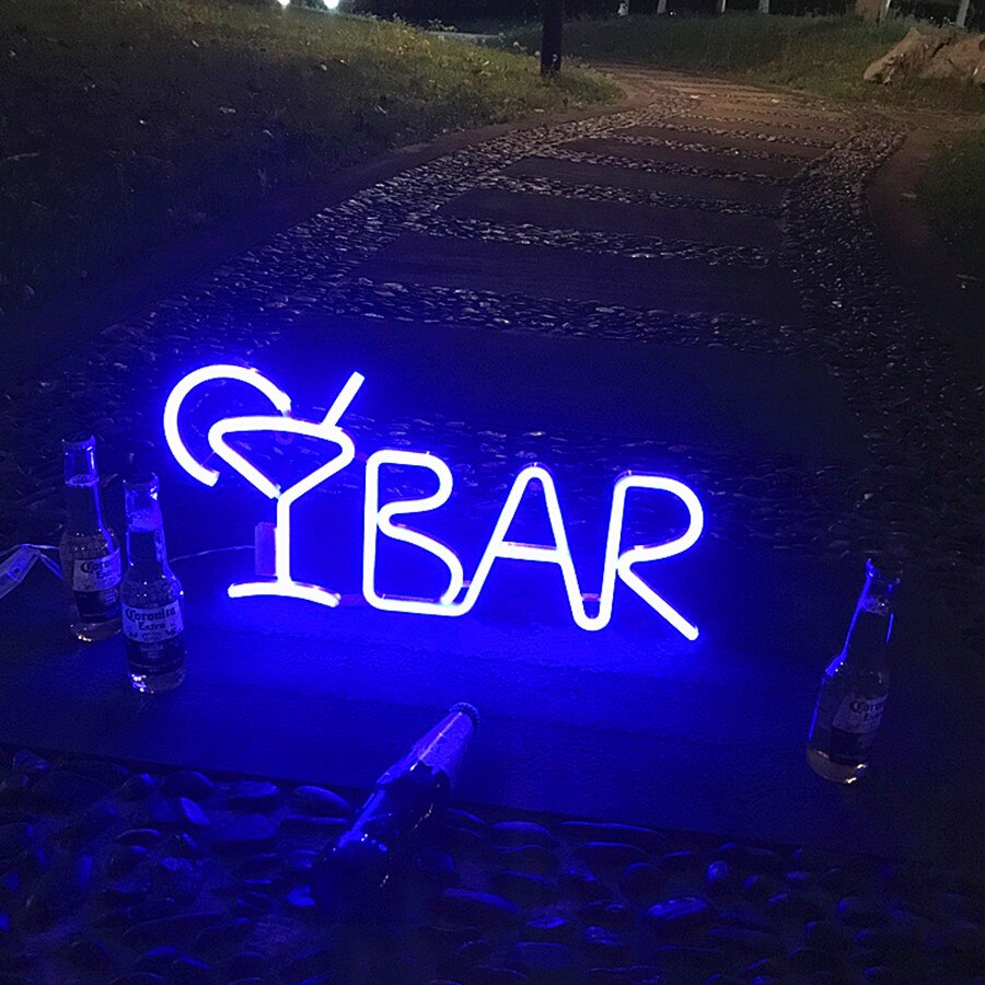 Sød bar neon skilt led regnbue lys lampe til kollegie indretning bar indretning neon lampe væg indretning jule neon pære badekar: Blå