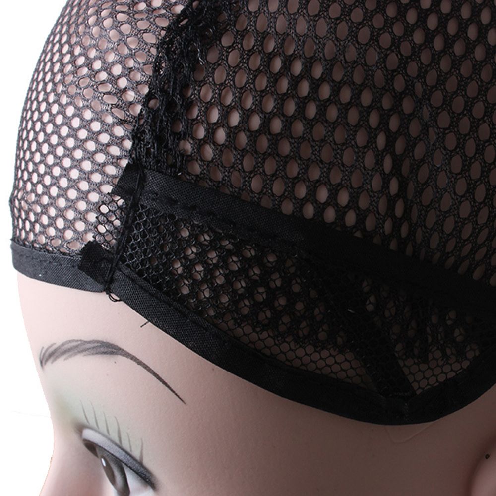 Tissage bonnet sans colle noir pour fabrication des perruques avec sangle ajustable sur le dos, filet de
